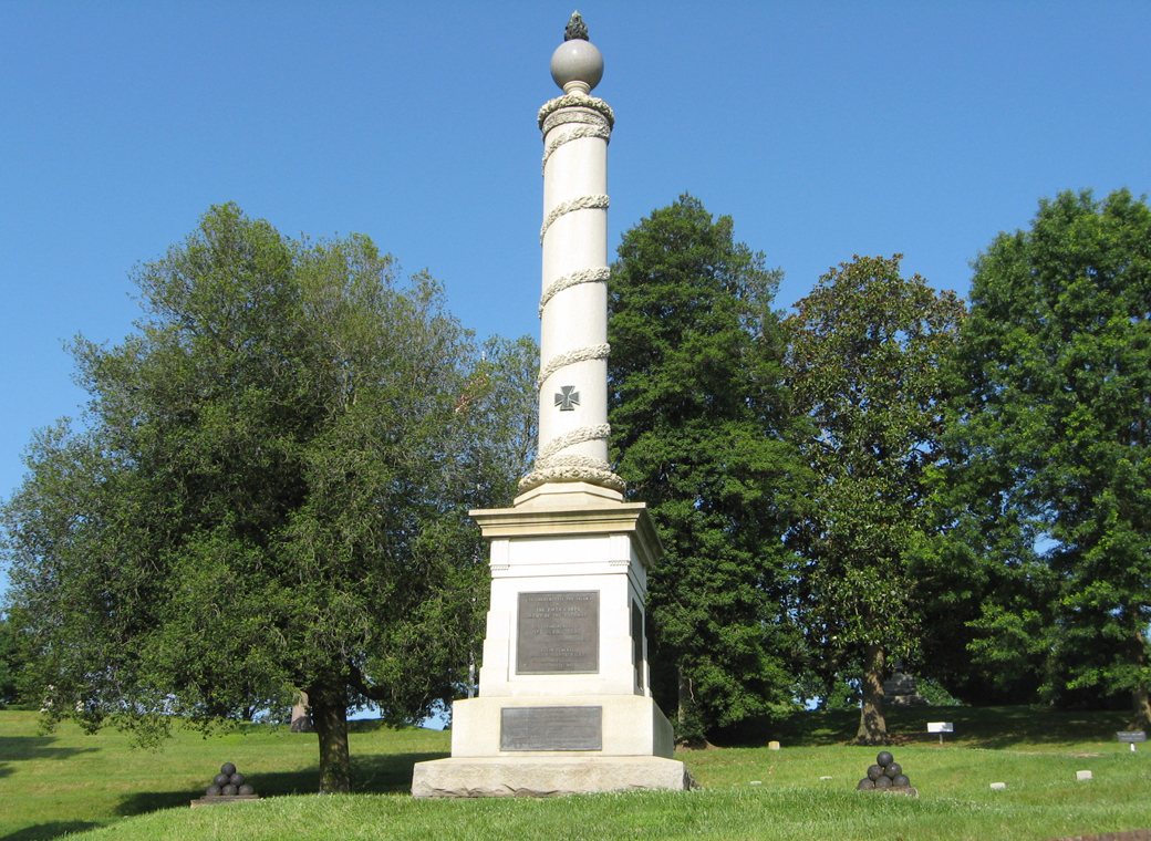 The monument to the Fifth Corps, Army of the Potomac is in Fredericksburg National Cemetery