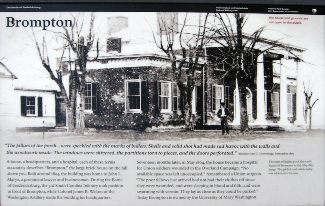 Brompton wayside marker on the Fredericksburg battlefield