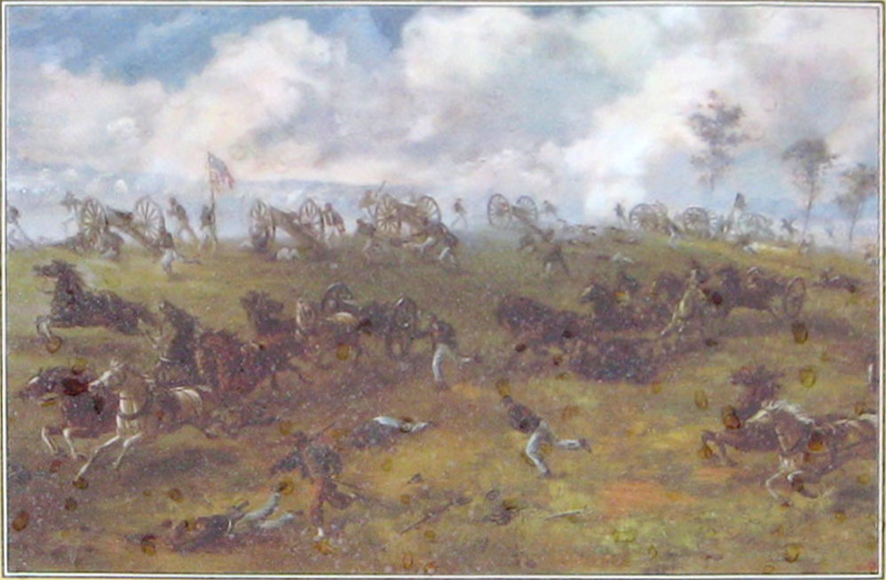 The Fight for Ricketts Guns wayside marker on the Manassas battlefield