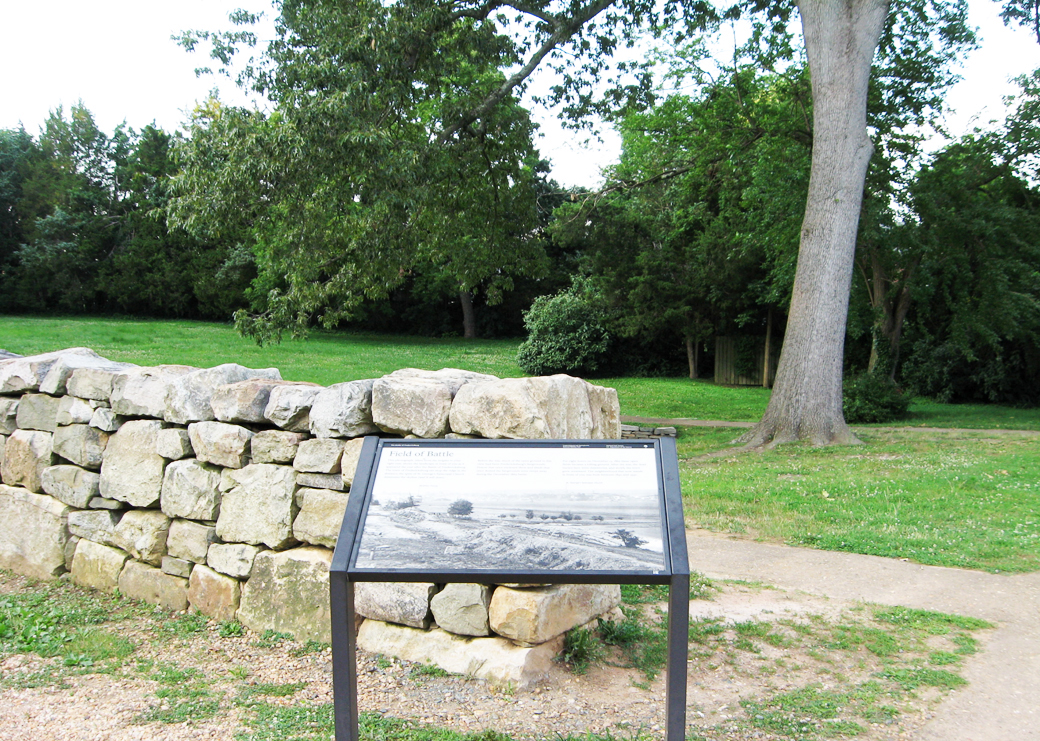 Field of Battle wayside marker along the Sunken Road on the Fredericksburg battlefield