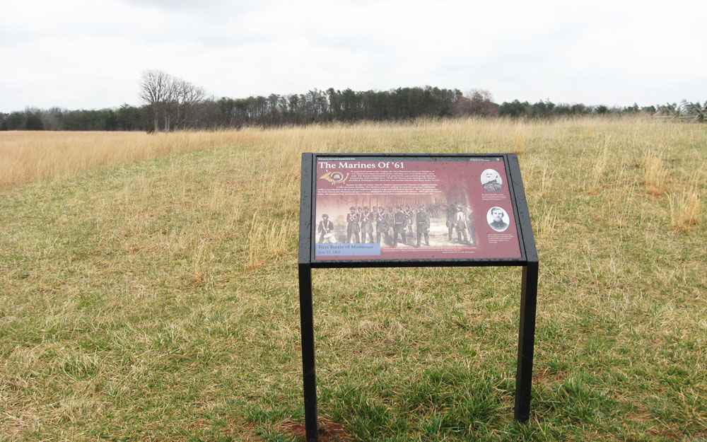 The Marines of '61 wayside marker on the Manassas battlefield