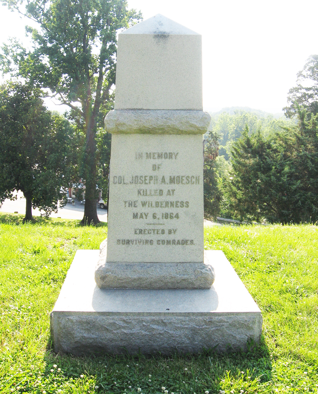 Monument to Col. Joseph A. Moesch on the Fredericksburg battlefield