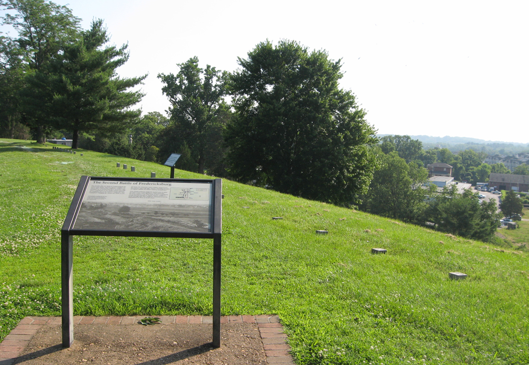 Second Battle of Fredericksburg wayside marker on Marye's Heights on the Fredericksburg battlefield