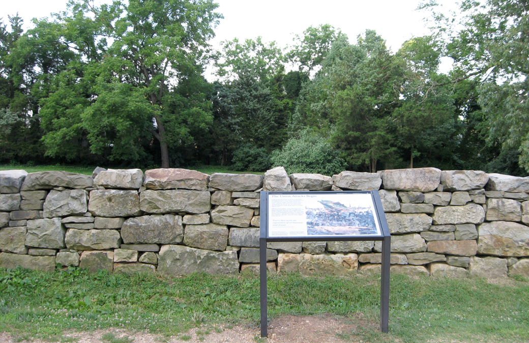 The Union Attacks Begin wayside marker on the Fredericksburg battlefield