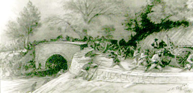 Detail from The 'Valley Pike - Tumbling Run Near Fisher's Hill' wayside marker