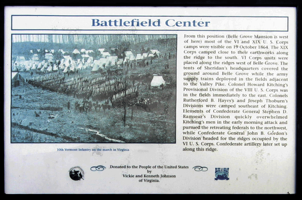 The Battlefield Center marker on the Cedar Creek battlefield