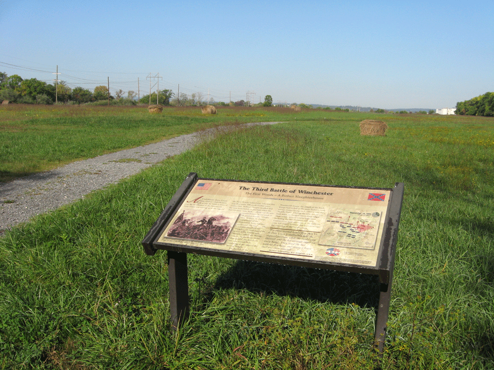The First Woods - A Perfect Slaughterhouse' wayside marker at Winchester, Virginia