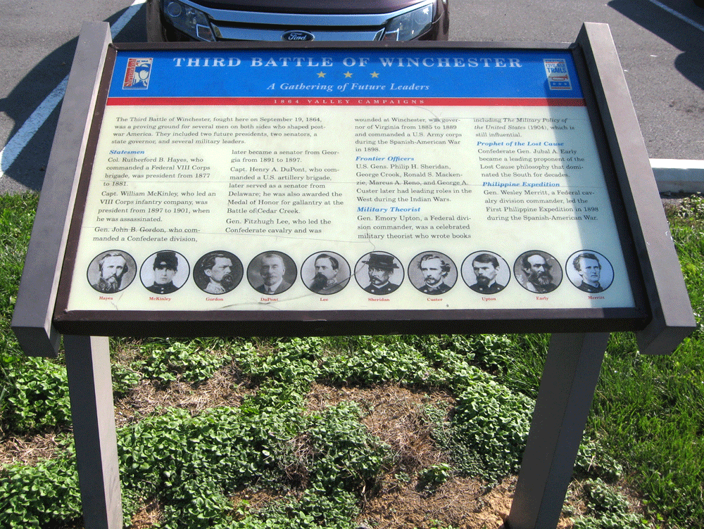 'A Gathering of Future Leaders' wayside marker on the 3rd Winchester battlefield