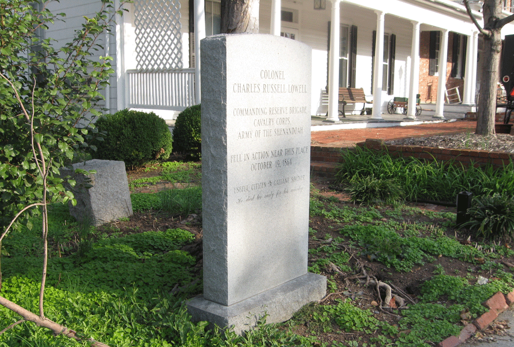 Monument to Union Colonel Charles Russell Lowell in Middletown, Virginia, on the Cedar Creek battlefield