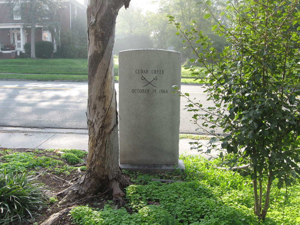 Rear view of the Monument to Union Colonel Charles Russell Lowell in Middletown, Virginia, on the Cedar Creek battlefield