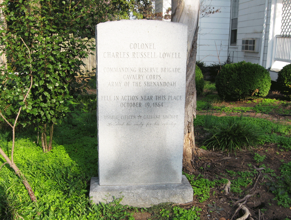 Monument to Union Colonel Charles Russell Lowell in Middletown, Virginia, on the Cedar Creek battlefield