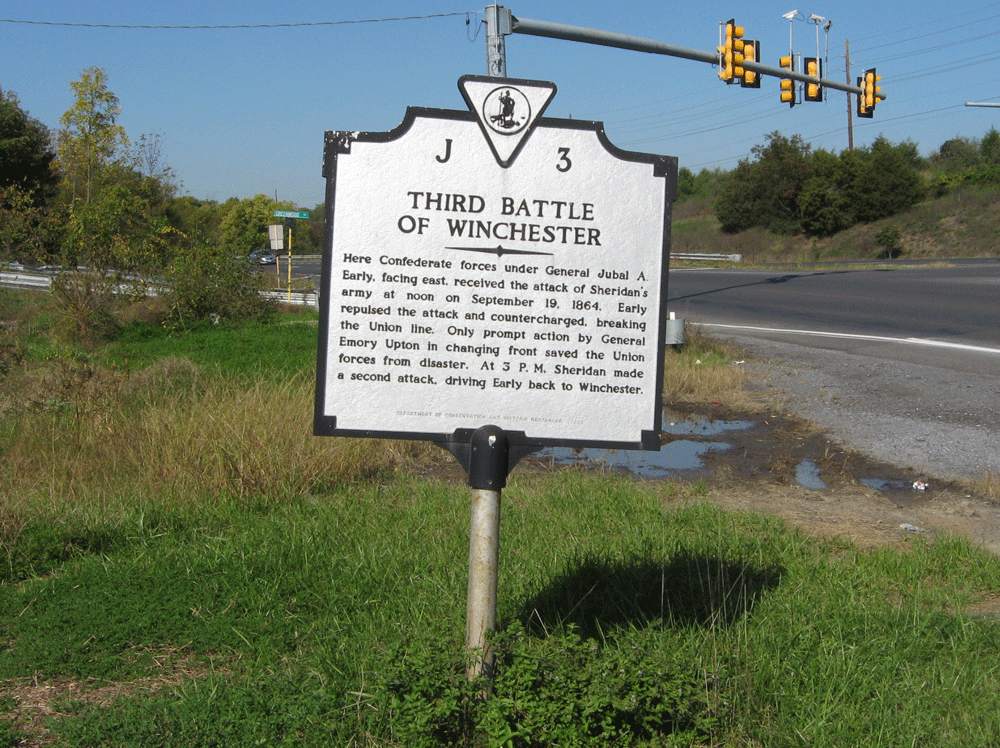 The 'J3 Third Battle of Winchester' Virginia historical marker 
