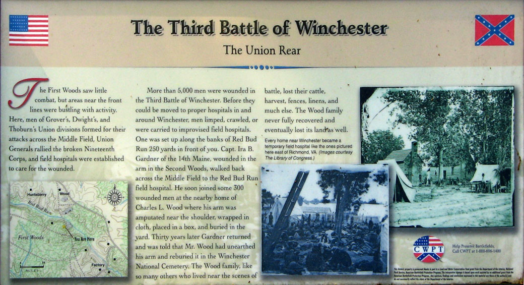'The Union Rear' wayside marker on the 3rd Winchester battlefield