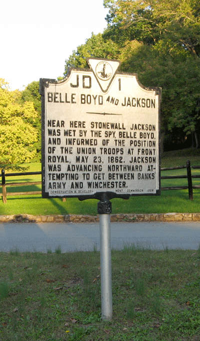 The Belle Boyd and Jackson JD1 Virginia historical marker