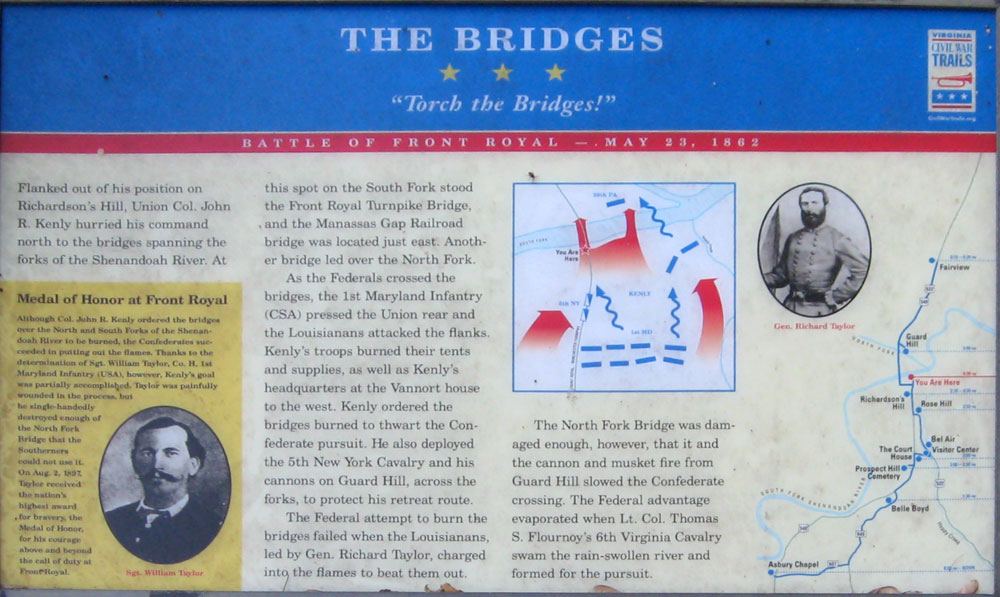 The Bridges - "Torch the Bridges" wayside marker at Front Royal. Virginia