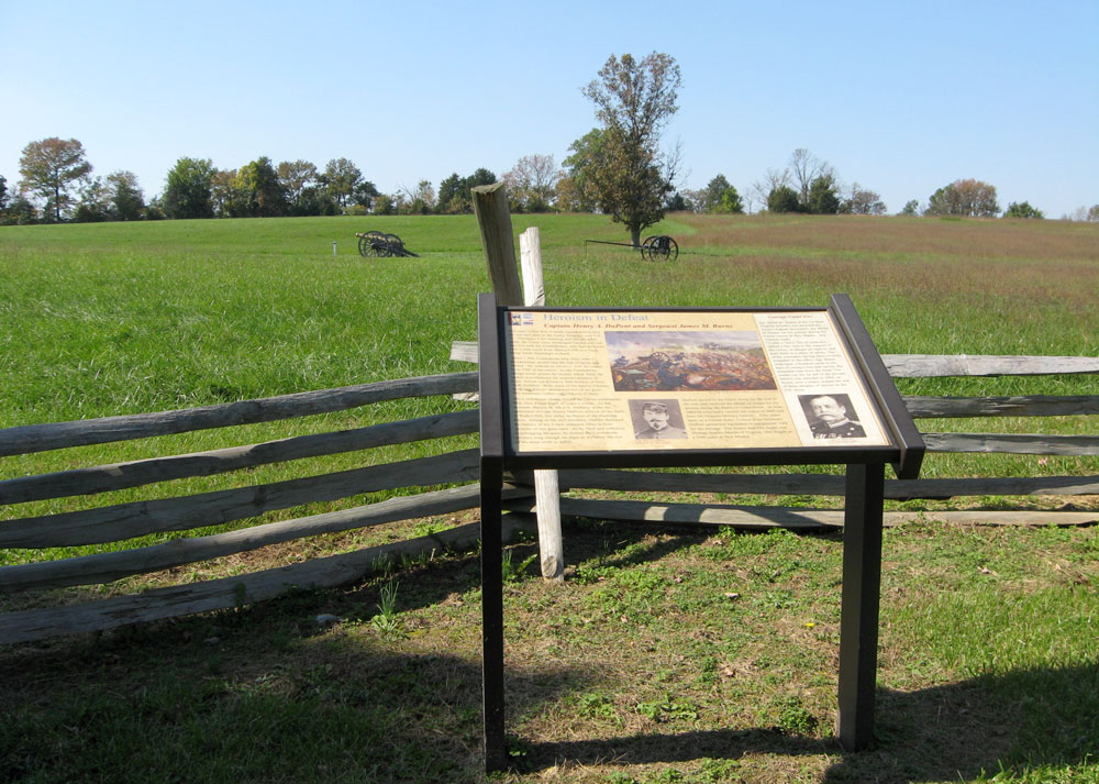 The Heroism in Defeat wayside marker on the New Market, Virginia battlefield.