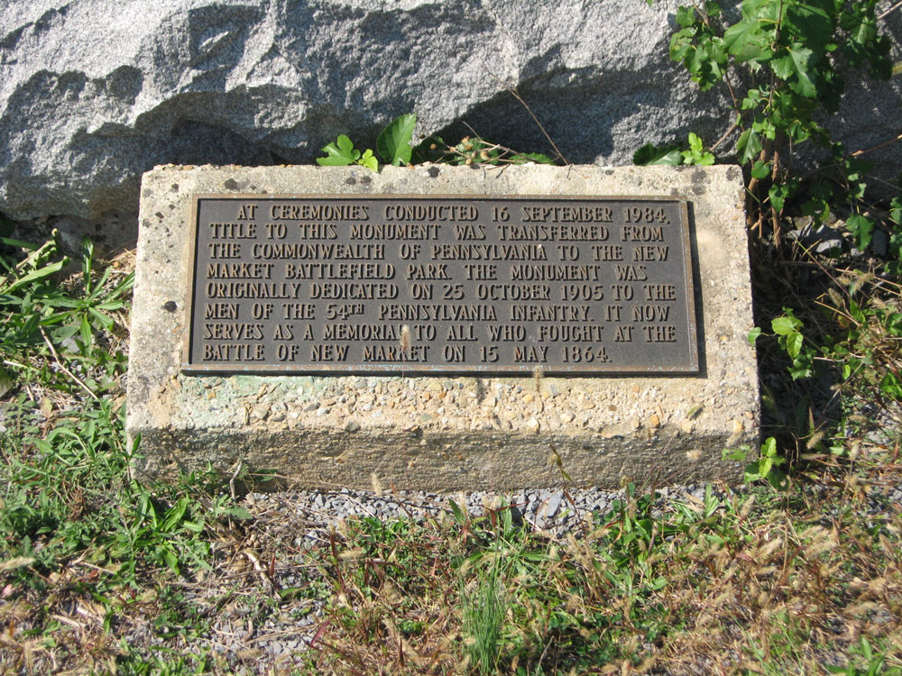 Monument to the 54th Pennsylvania Volunteer Infantry Regiment at New Market, Virginia