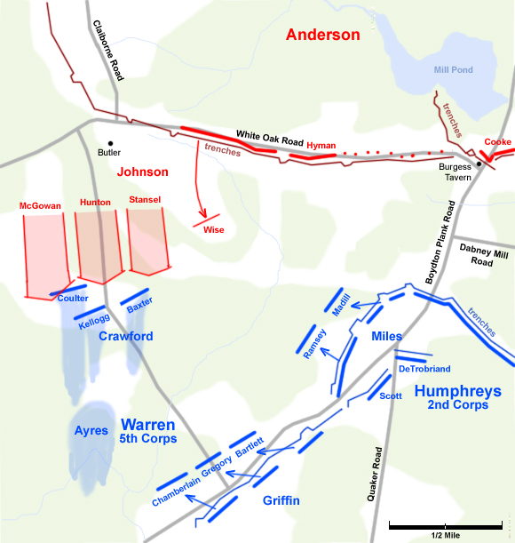 White Oak Road battle map- Counterattack Continues