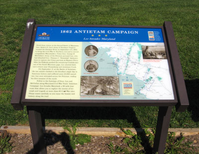 The ‘1862 Antietam Campaign’ wayside marker on the Monocacy battlefield