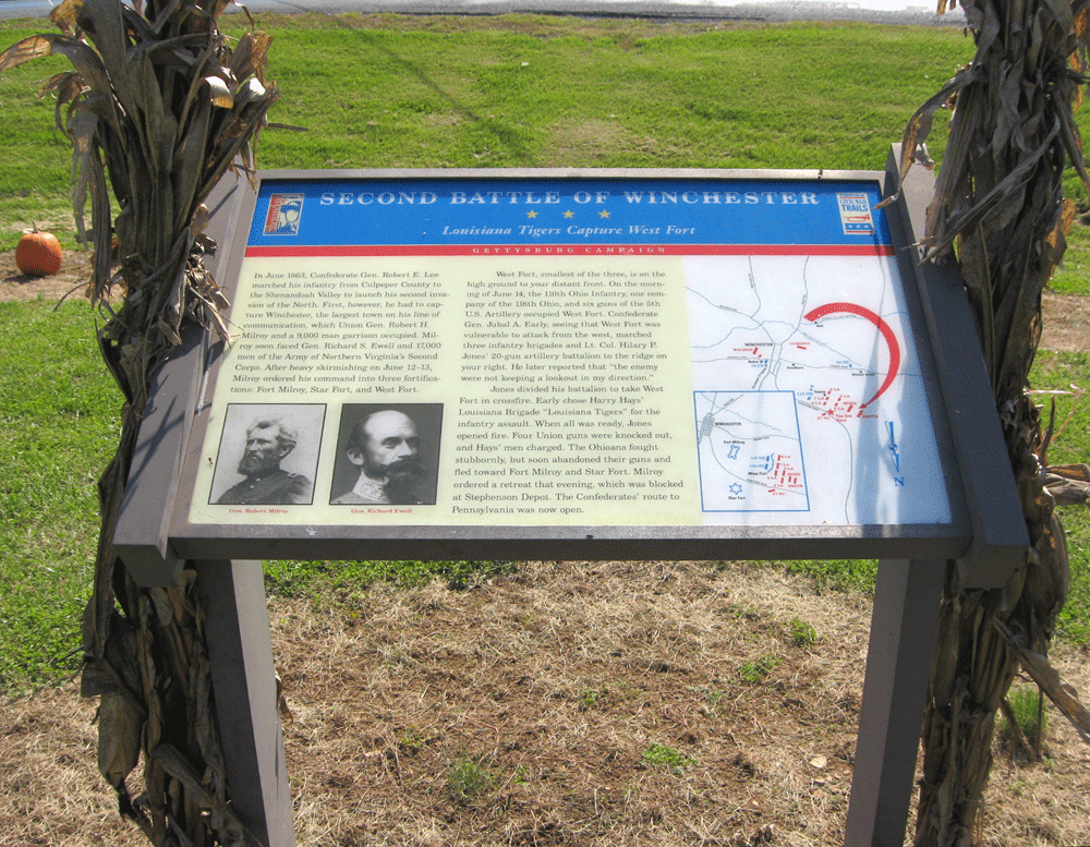 The Second Battle of Winchester - Louisiana Tigers Capture West Fort wayside marker