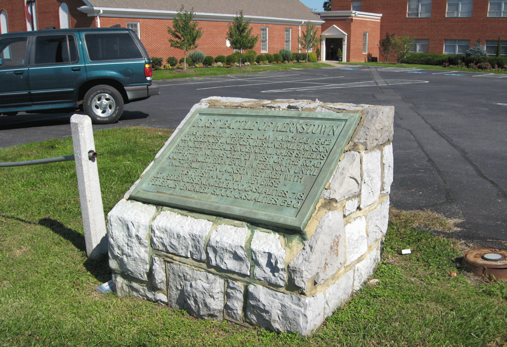 The First Battle of Kernstown BMA historical marker outside Winchester, Virginia