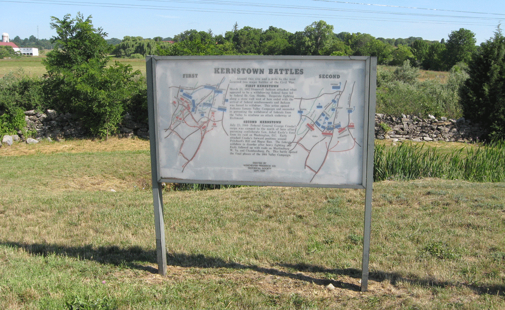 The Kernstown Battles historical marker outside Winchester, Virginia