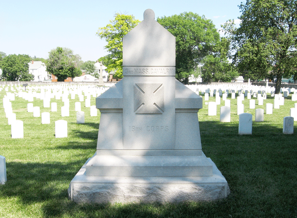 monument to the 3rd Massachusetts Volunteer Cavalry Regiment in the Winchester National Cemetery in Winchester, Virginia