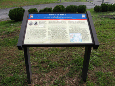 The Battle of Hupp's Hill or Stickley's Farm wayside marker north of Strasburg, Virginia