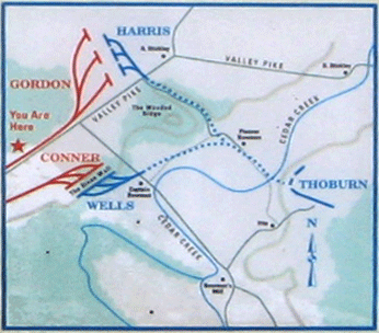 Closeup from The Battle of Hupp's Hill or Stickley's Farm wayside marker north of Strasburg, Virginia