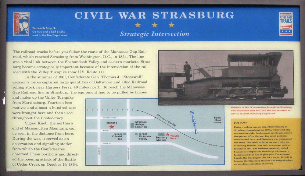 The Civil War Strasburg - Strategic Intersection wayside marker