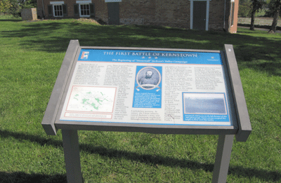 "The Beginning of "Stonewall" Jackson's Valley Campaign" wayside marker at Pritchard's Hill on the kerns town battlefield outside Winchester, Virginia