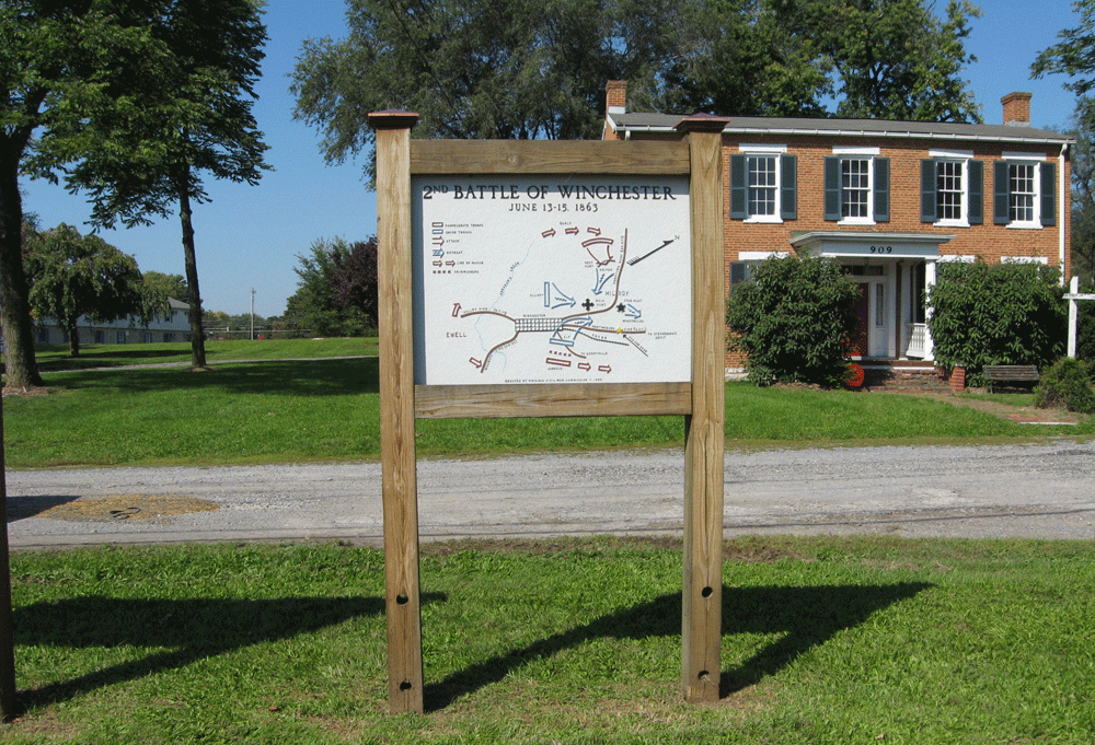 The Second Battle of Winchester Circle Tour Markers are on the north side of Winchester, across from the Fort Collier Civil War site.