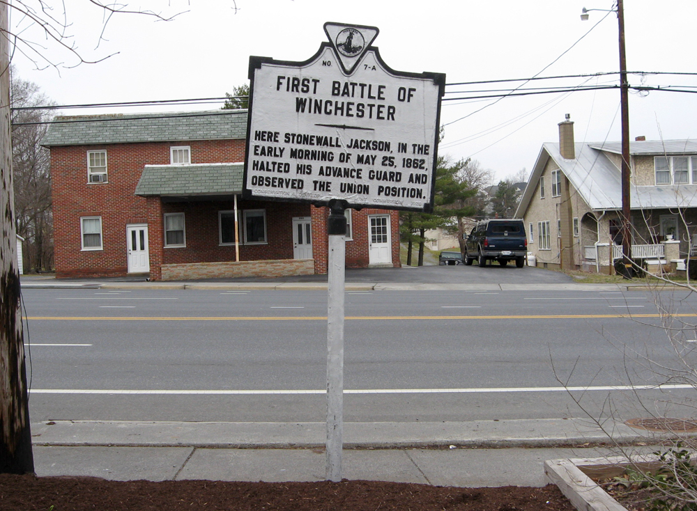The First Battle of Winchester Virginia historical marker 7-A