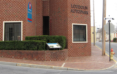 The Loyal Quaker and Brave Slave wayside marker is on the north side of downtown Winchester, Virginia.