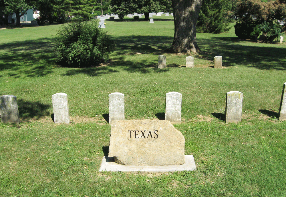 The State of Texas monument is in Stonewall Confederate Cemetery, part of Mount Hebron Cemetery in Winchester, Virginia.