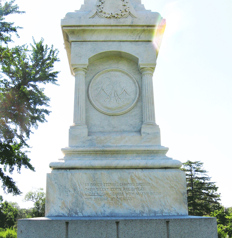 The Monument to the Unknown and Unrecorded Dead stands at the center of the Stonewall Confederate Cemetery, part of in Mount Hebron Cemetery in Winchester, Virginia.