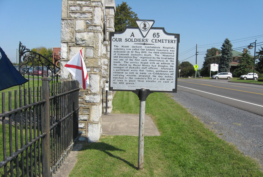 The Our Soldiers' Cemetery A65 Virginia historical marker is in Mount Jackson, Virginia.