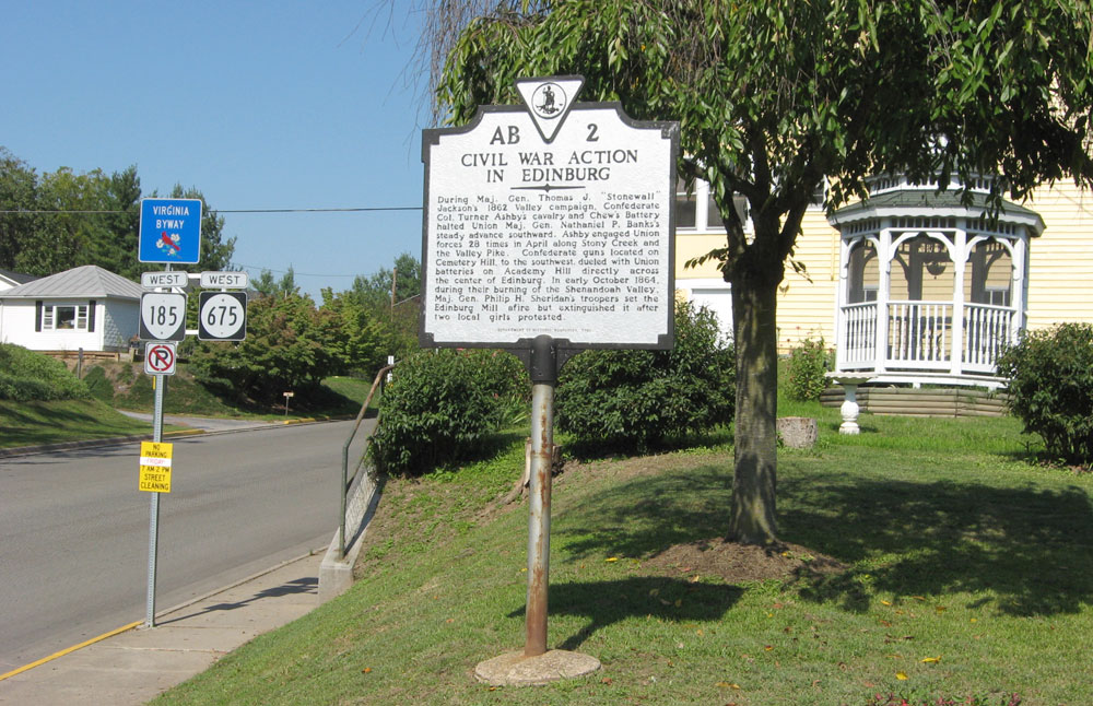 The Civil War Action in Edinburg AB2 Virginia historical marker was erected in 1995 in Edinburg, Virginia by the Virginia Department of Historic Resources.