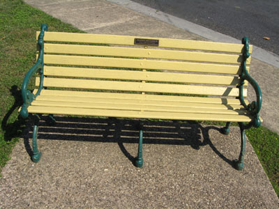 A nearby bench is dedicated to Erasmus Hauserman of Company K, 12th Virginia Cavalry.