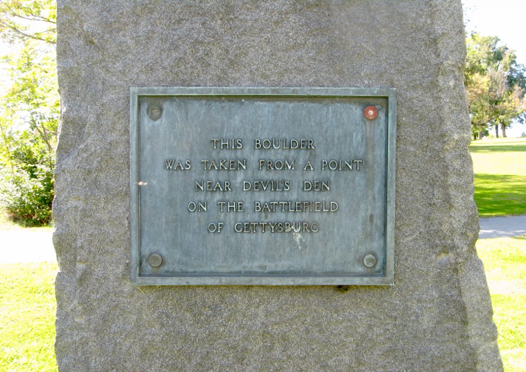 Closeup of the tablet from the monument outside Frederick, Maryland where Major General George Meade took command of the Federal army of the Potomac on June 28, 1863, just before the Battle of Gettysburg
