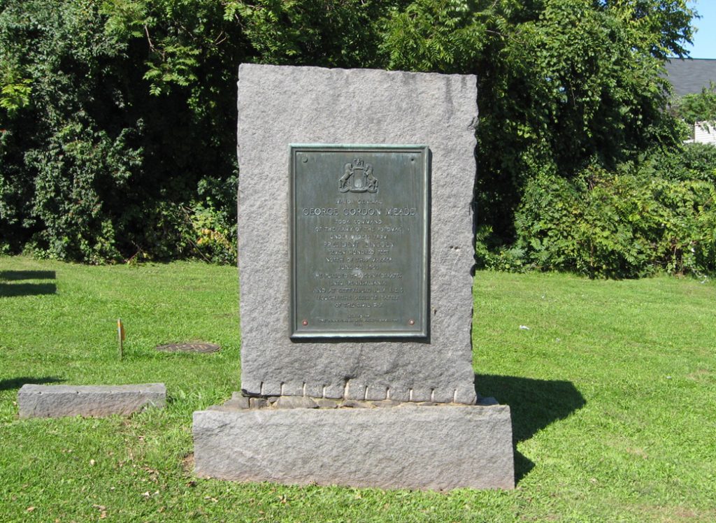Monument outside Frederick, Maryland where Major General George Meade took command of the Federal army of the Potomac on June 28, 1863, just before the Battle of Gettysburg