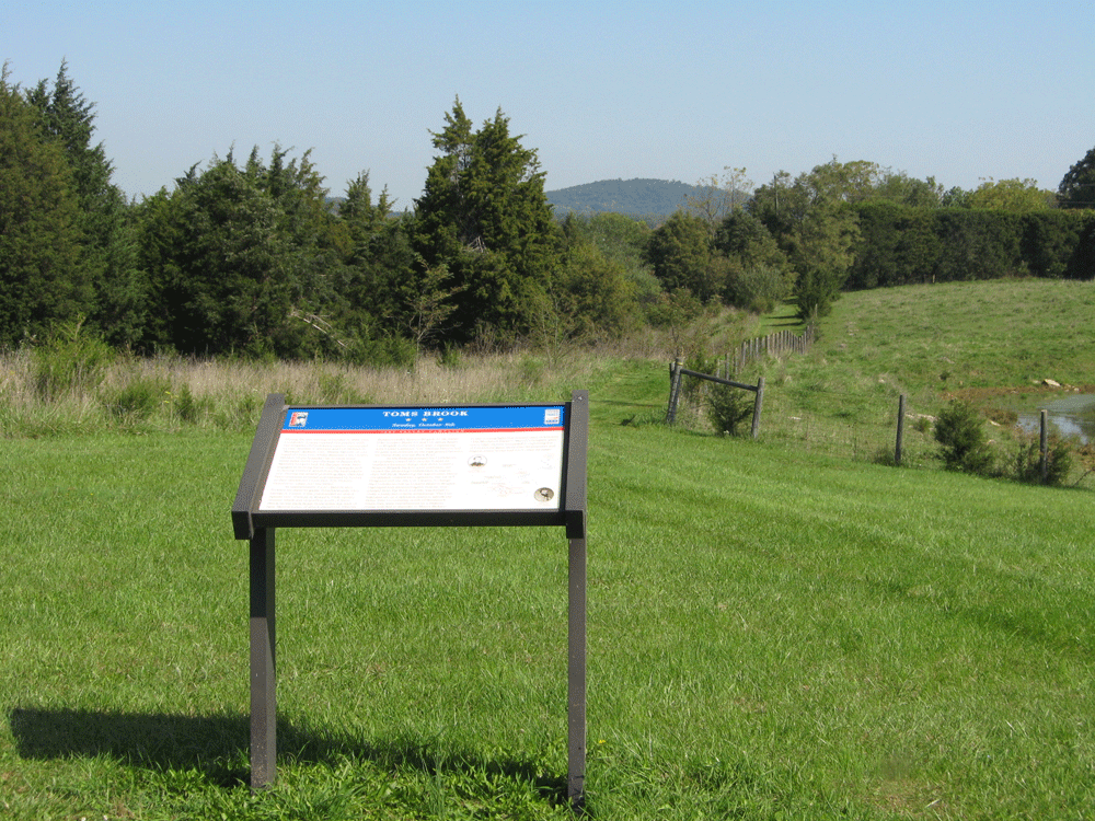 The Toms Brook Wayside Marker commemorates the 1864 cavalry fight at Toms Brook in the Shenandoah Valley