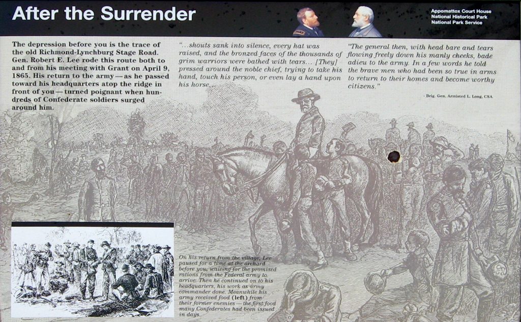 After the Surrender wayside marker at Appomattox Court House National Historic Park