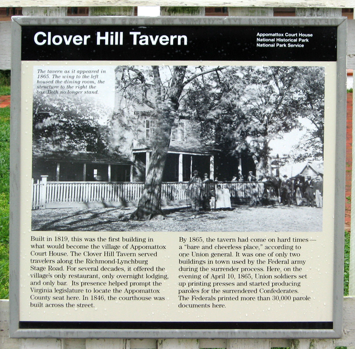 The Clover Hill Tavern in the village of Appomattox Court House