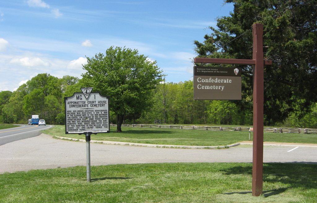 Markers at the Confederate Cemetery at Appomattox National Historical Park