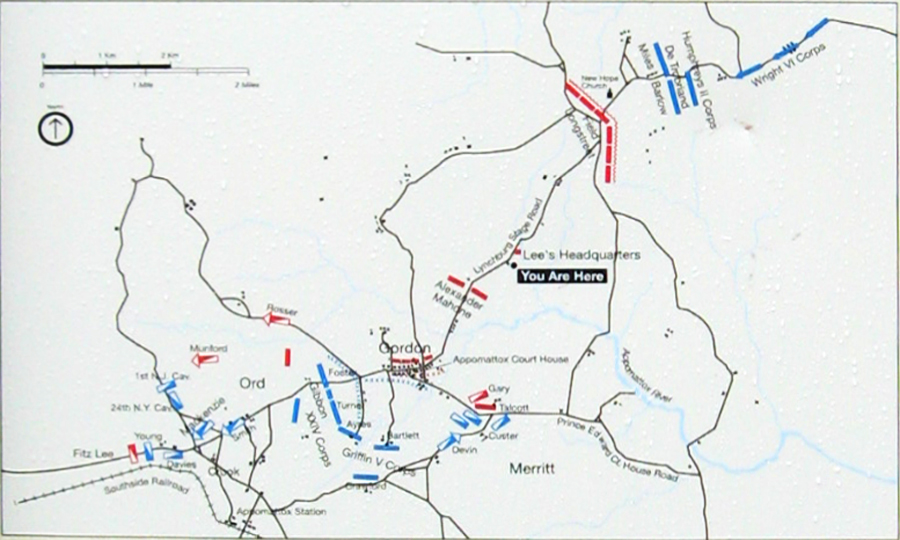 The Confederates Trapped orientation marker in the Appomattox Court House National Historical Park