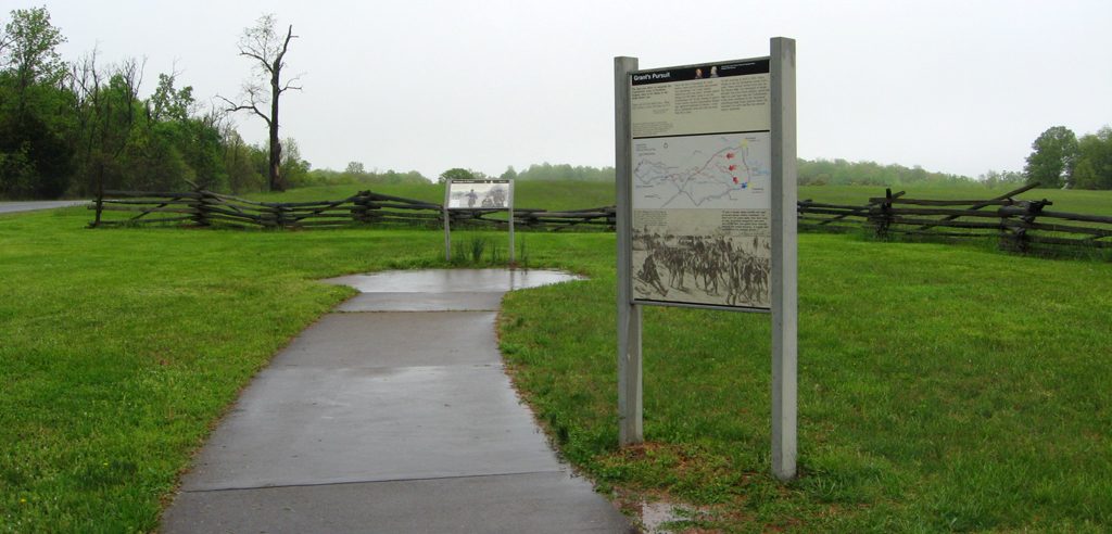 Grant's Pursuit orientation marker at Appomattox National Historical Park