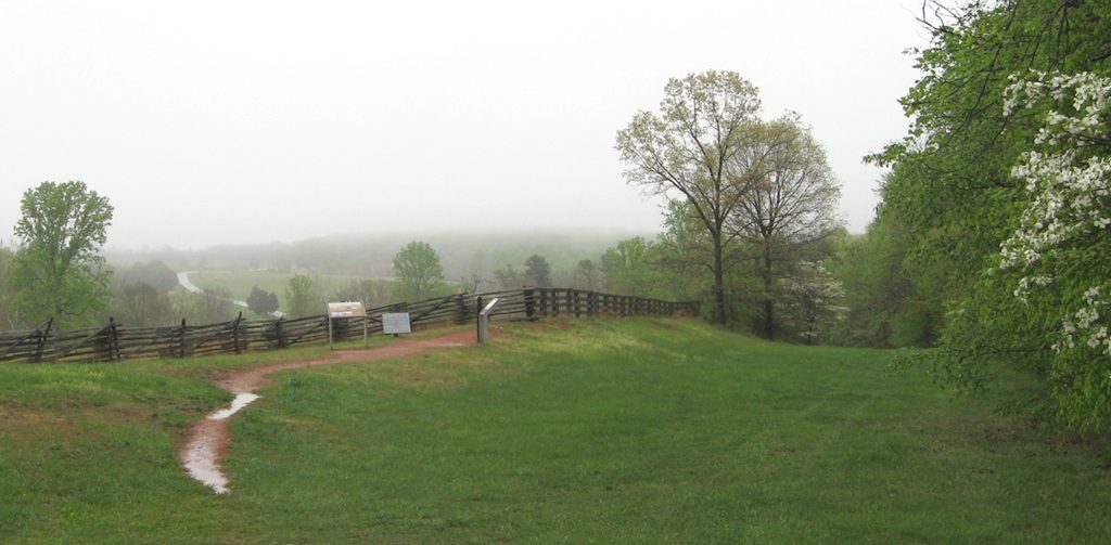 Salute of Arms and Lee and Grant Meet wayside markers at Appomattox Court House National Historic Park
