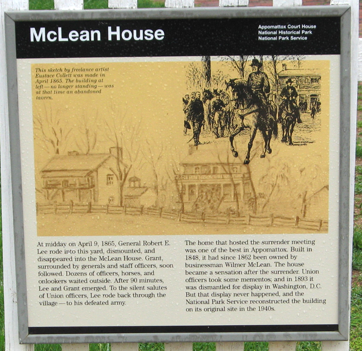 The McLean House at the Appomattox Court House National Historic Park is a reconstruction of the building where Lee surrendered to Grant in the Civil War.