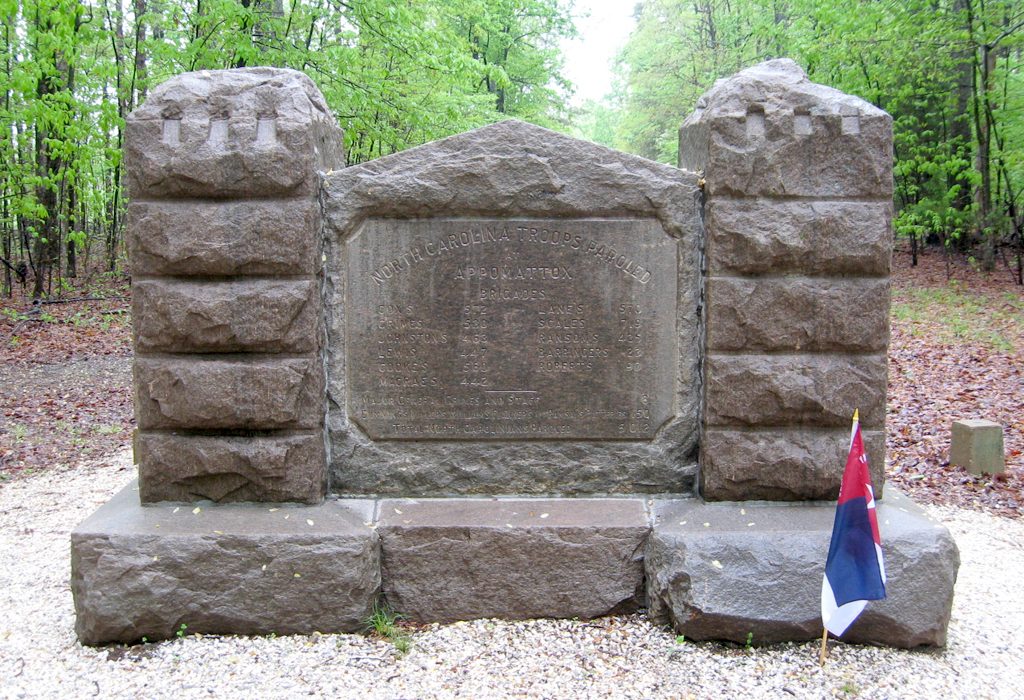 Rear view of the North Carolina monument at Appomattox Court House National Historical Park
